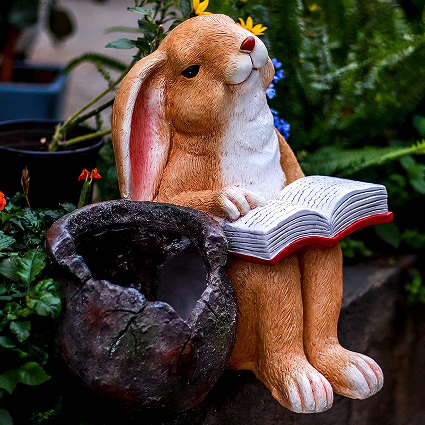 Figurka zwierząt na zewnątrz, doniczka w kształcie króliczka, do ogrodu, na balkon, patio, do domowego biura, 40 cm wysokości