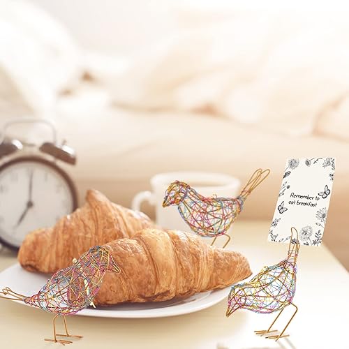 Miniatura 3 de ZZZ TYLOO Juego de 3 estatuas de pájaro hechas a mano para decoración del hogar, figura de pájaro de metal rústica, decoración colgante de pájaro de