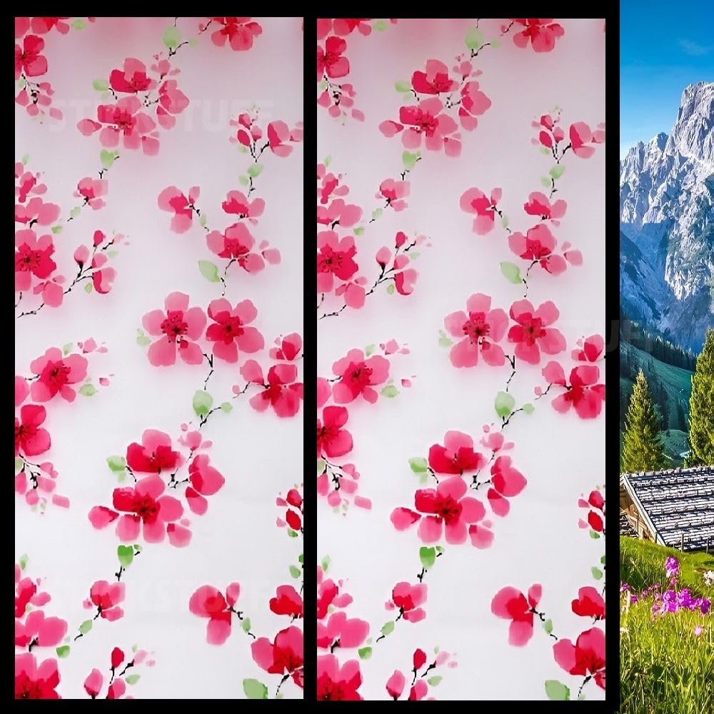 - Premium Vinyl Stained Decorative Window Glass Sticker (12x50 Inch) Self-Adhesive Film Tint Wallpaper Opaque Sheet for Glass Privacy Cover Window, Door, Office, Home. Frosted Pink