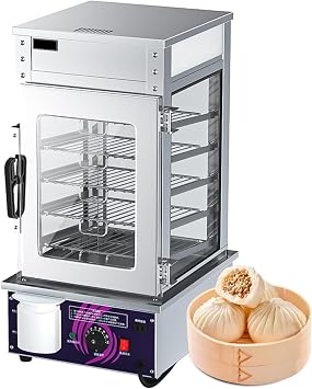 1200W Electric Hot Food Warmer, Commercial 5-Layer Steamed Bun and Dumplings Warmer Machine with 30-110C Temperature Control, Food Steamer Warmer for Store Buffet Restaurant