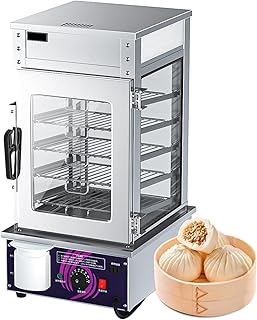 1200W Electric Food Warmer, Commercial 5-Layer bun and Dumpling Warmer, Temperature Control 30-110℃, Store Cafeteria Food Steamer Warmer