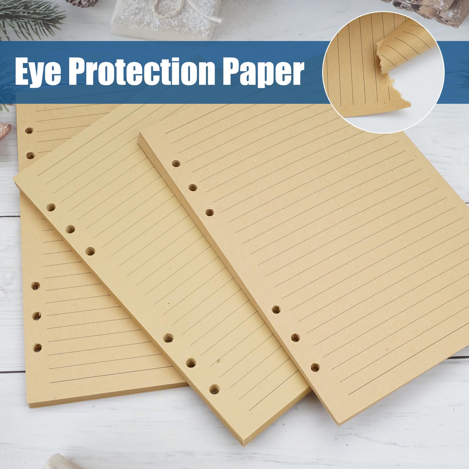 3 Confezioni Carta Ricarica A5 - 135 Fogli/270 Pagine Con 6 Fori, Colore Marrone Per Quaderni Ad Anelli