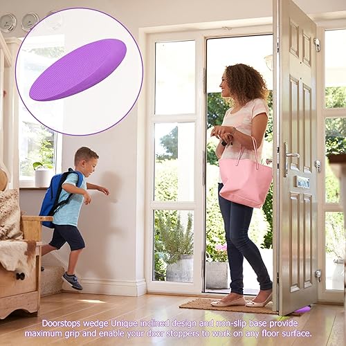 Miniatura 9 de Black Decor - Juego de 2 piezas de cuñas antideslizantes para puerta, tope de puerta de goma anticolisión, topes de puerta inclinados para ventana,