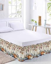 Vintage Orange Blue Fall Bed Skirt King Size 18 Inch Drop, Adjustable & Elastic Wrap Around Bed Skirts Dust Ruffles for Twin Full Queen Cal King Base Bed, Thanksgiving Maple Leaf Botanical