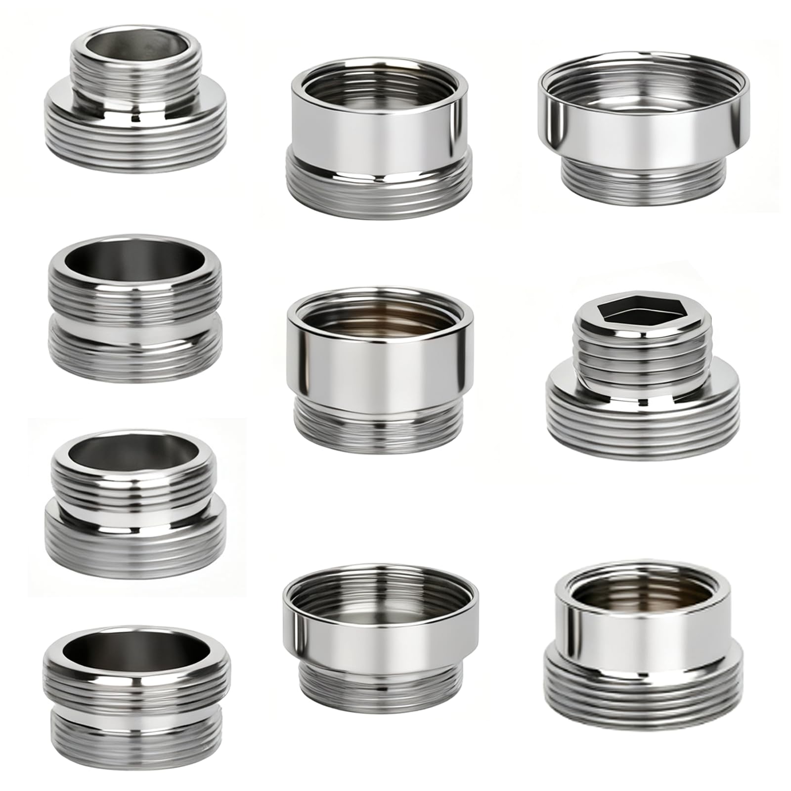 10 Pcs Faucet Adapter Kit, Universal Kitchen Tap Adapter Kit, Durable Female Sink Faucet, Connecting Garden Hose Sink Sprayers, Tap Aerator Sprayer Accessories for Kitchen Sink Bathroom Garden