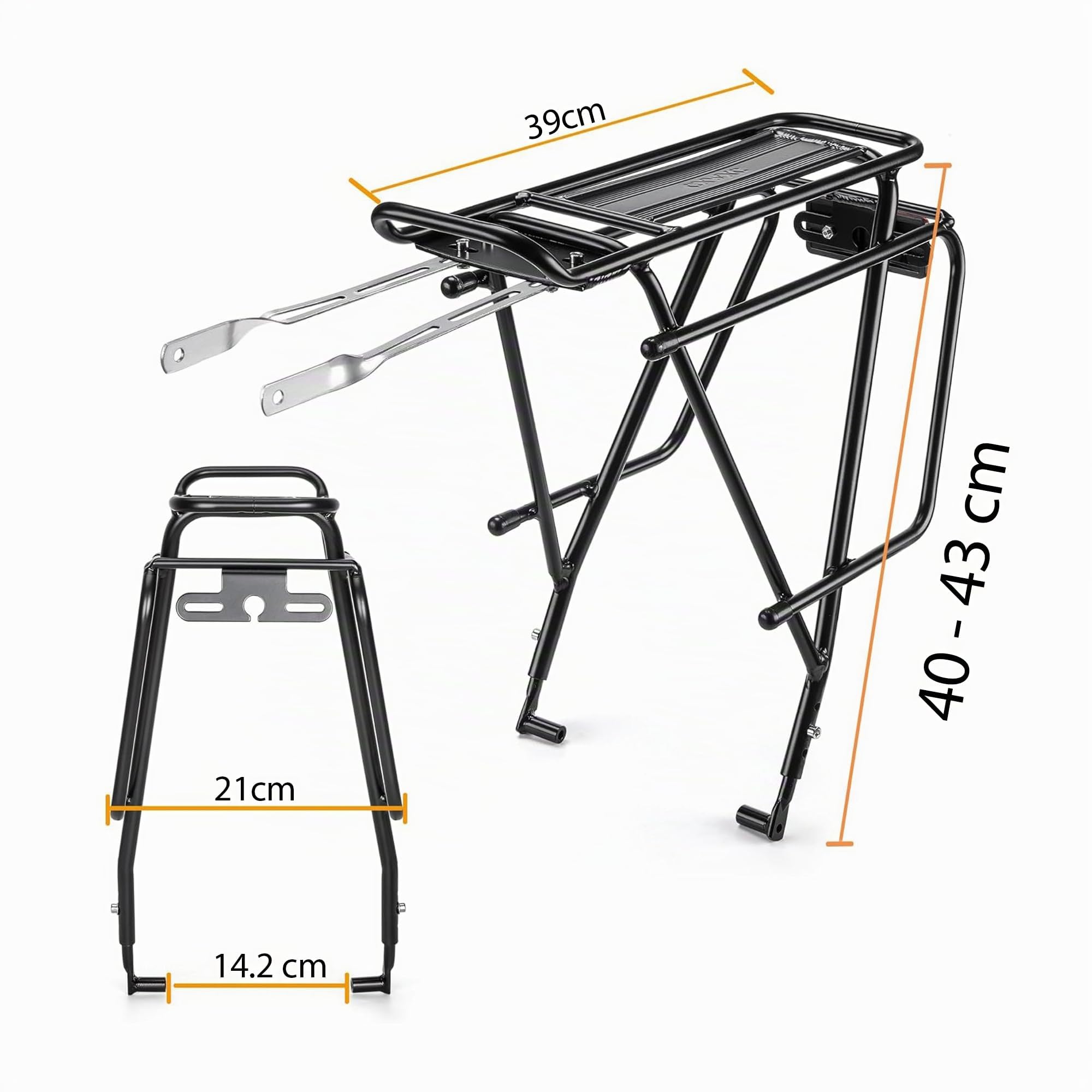 Kadacha Porte-Bagages vélo pour Frein à Disque/Non-Frein à Disque, Porte-Bagages Touring adapté pour 26-29 Pouces avec réflecteur et Charge maximale 30kg