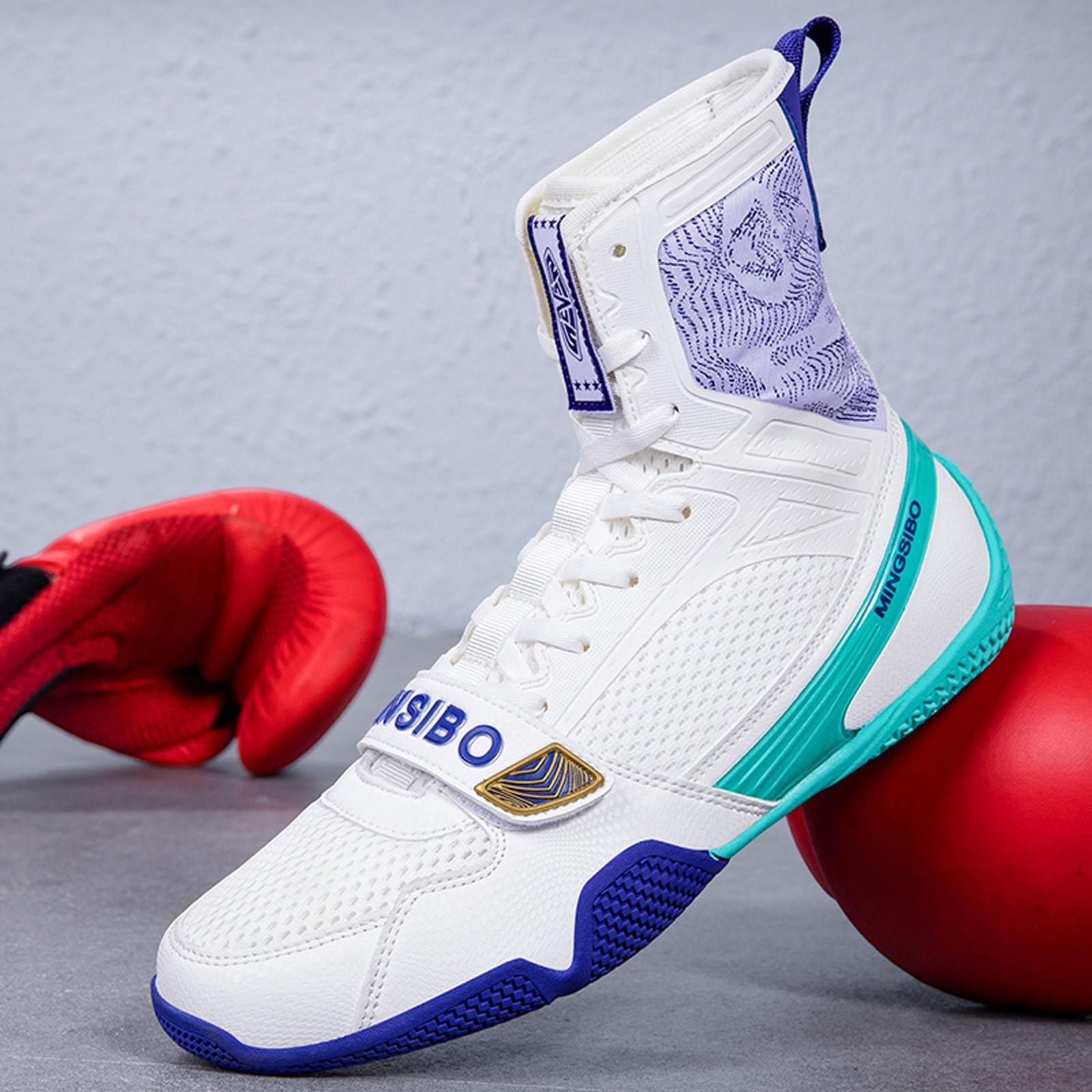 Zapatillas de Boxeo para Hombres y Mujeres, Transpirables, Lucha, Fitness, cómodas, Antideslizantes, para Culturismo y competiciones,Azul,42 EU