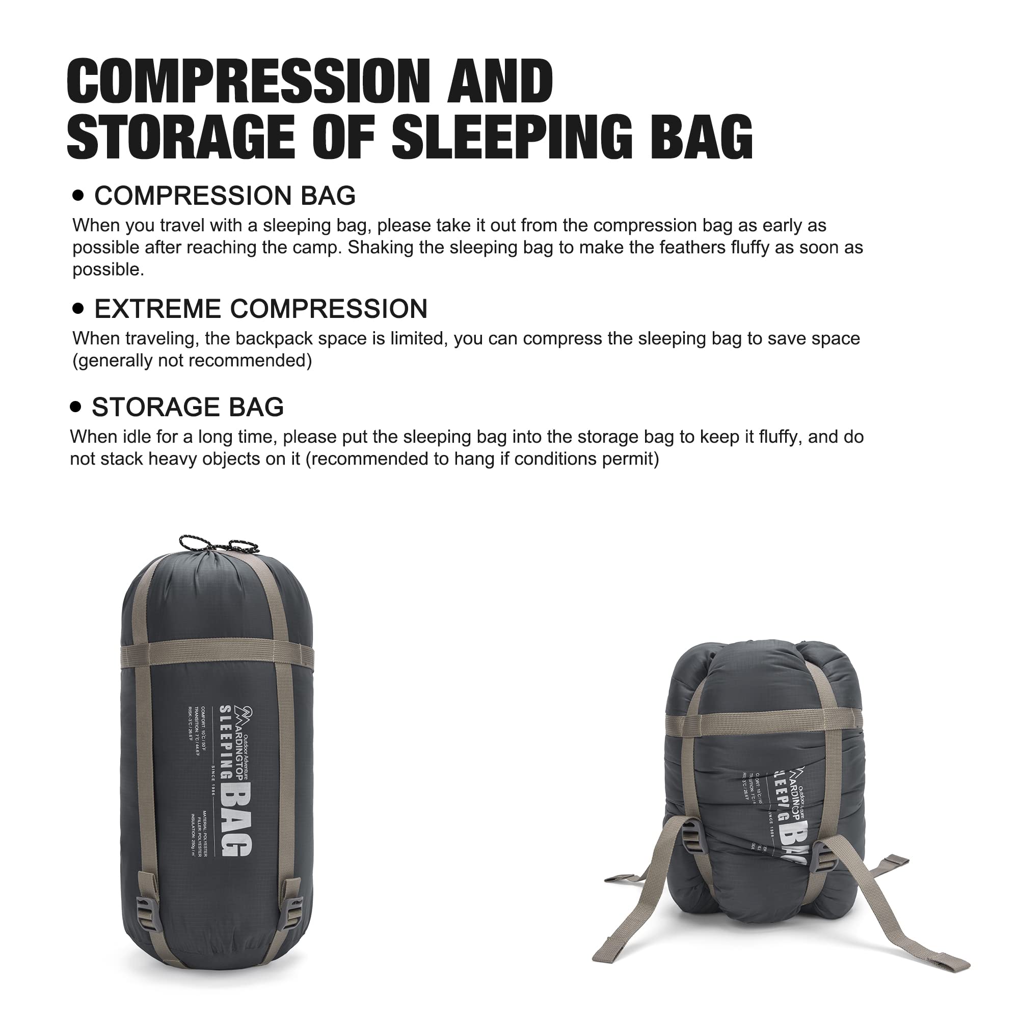 Mardingtop Sac de couchage extérieur -5 °C - 15 °C Warm Mummy Sac de couchage adulte pour le camping, les voyages et les activités de plein air