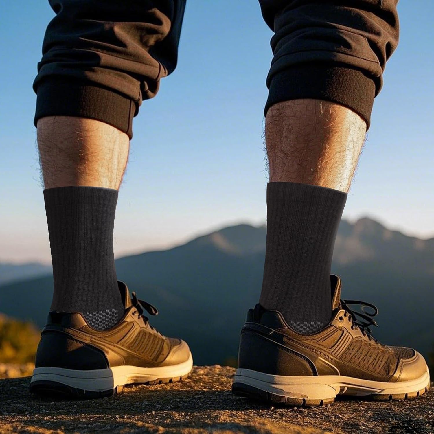 YUEDGE Mens Socks Moisture Wicking Training Athletic Cushioned Crew Socks Anti-Odor Work Socks For Men, 5 Pairs - Image 5