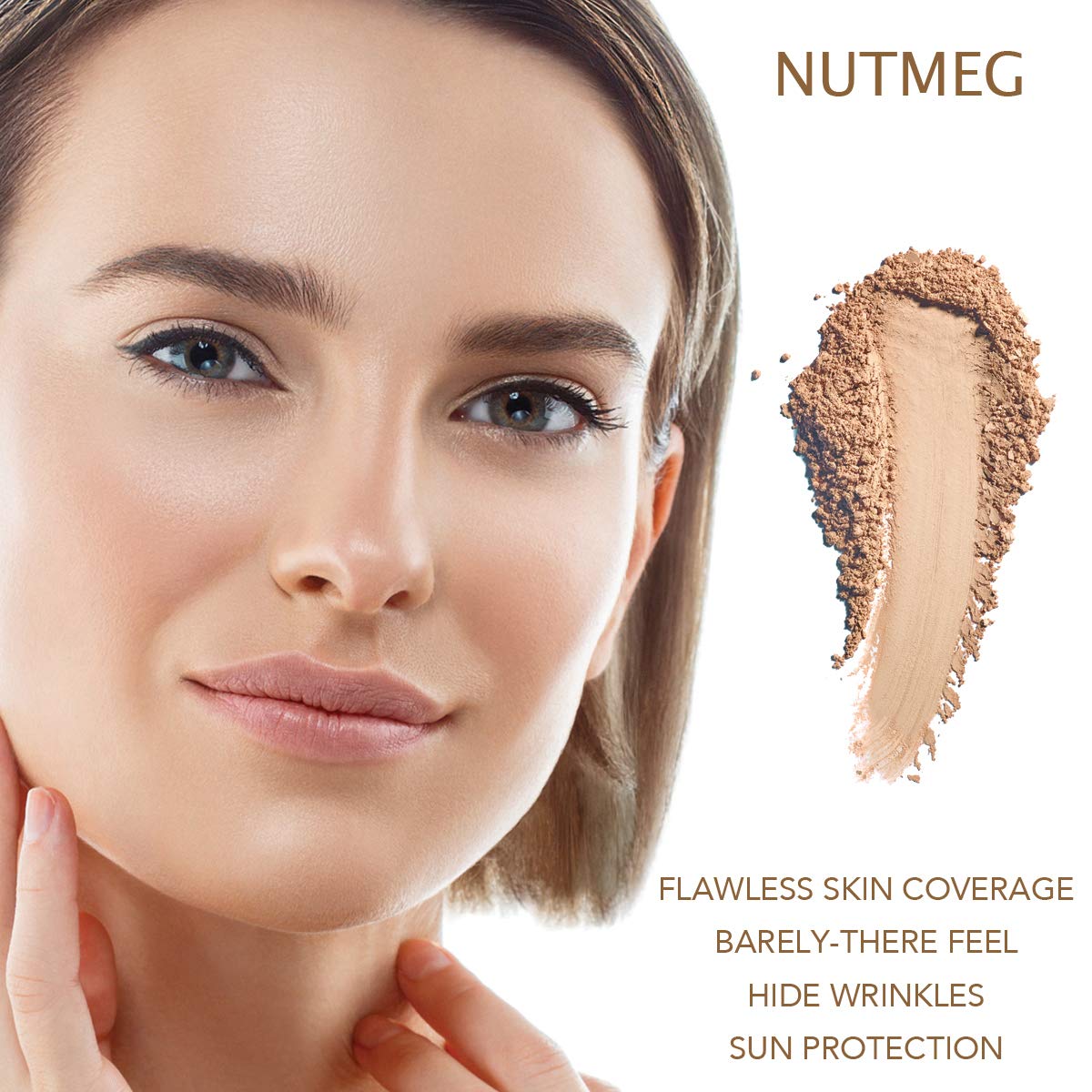 BellaTerra Cosmetics Mineral Powder Foundation – Nutmeg | Medium-Deep Warm Shade | Buildable Matte Mineral Coverage for a Smooth, Natural-Looking Finish 9g - Image 3