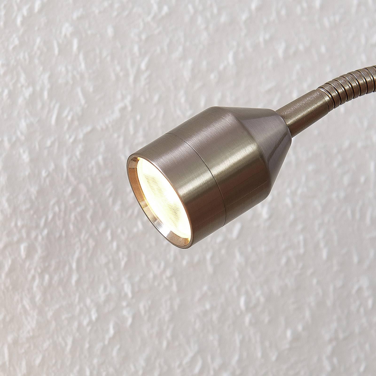 Lindby Bombillas LED lámpara de pinza en níquel satinado, luz lectura | moderno, 3000 k blanco cálido, con pinza para oficina, espacio de trabajo, dormitorio
