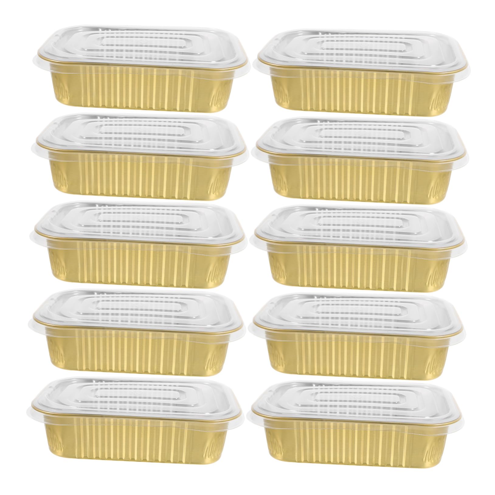 INOOMP 10Sets Disposable Aluminum Foil Pans with Lids Versatile Food Wrapping Containers for Baking Bbq Meal Prep and Food Storage