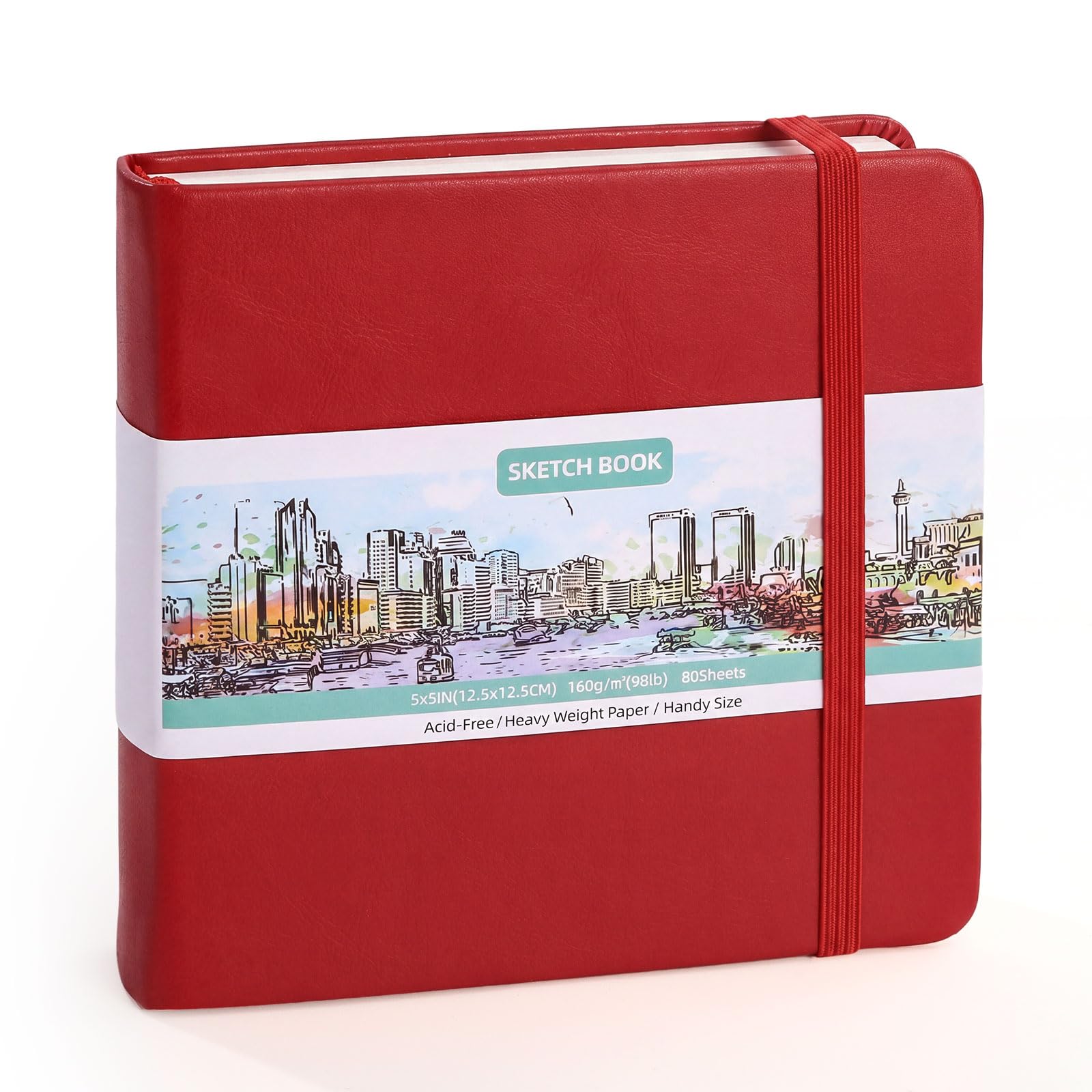 Photo 1 of Prudiut Hardcover Pocket Sketchbook, 5" x 5", 80 Sheets, Red