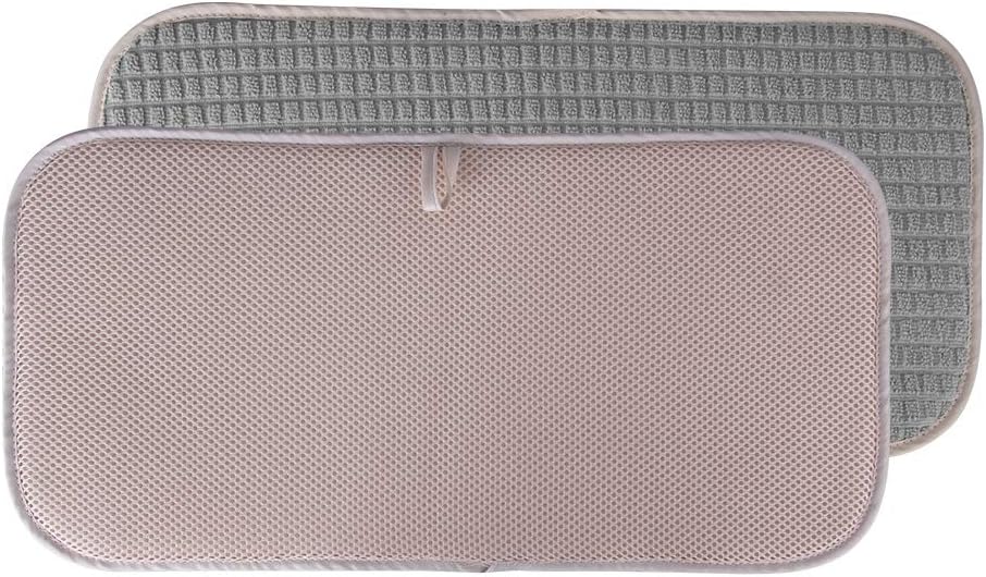 Dish Drying Mat Kitchen Mat Microfiber Absorbent Washable, 9 by 18-Inch, Beige