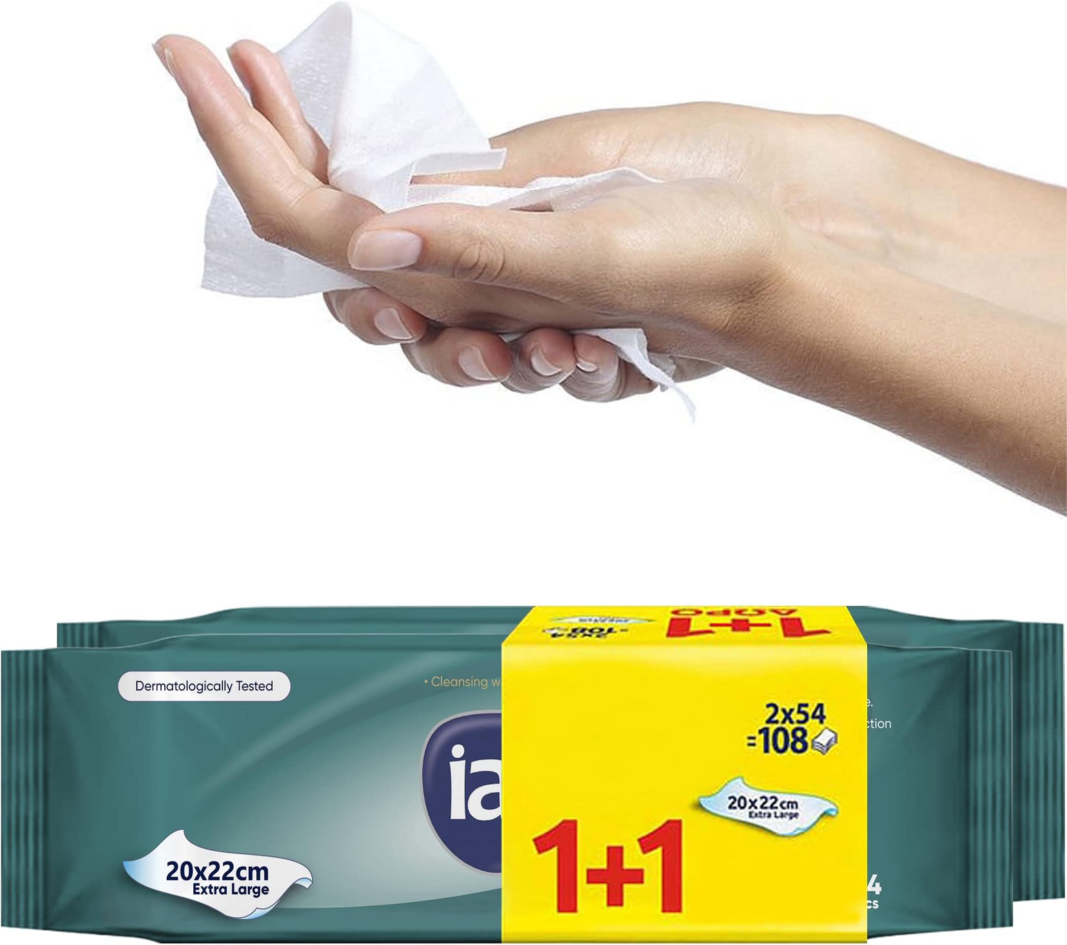 108 x Wet Wipes For Adults | Alcohol Free Wipes | Body Wipe For Adults No Shower | Festival Accessories & Essentials | Extra Large | Shower Wipe | 20 x 22 cm | (1 Pack of 108)