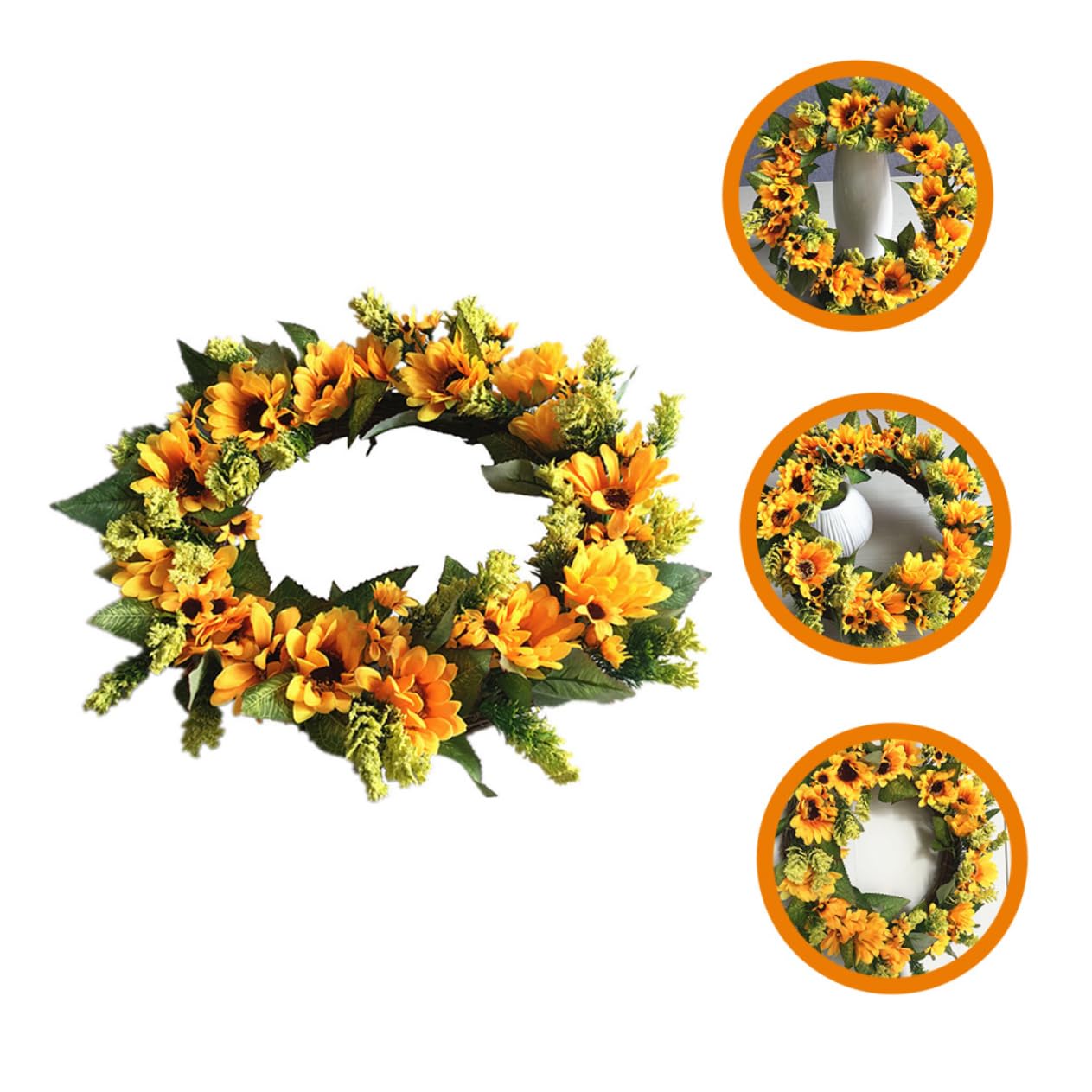 ABOOFAN Ghirlanda da Porta d Ingresso Fiori di Girasole Finti da Appendere alla Parete per Interni Decorazione da Appendere alla Finestra per Festival e Celebrazioni