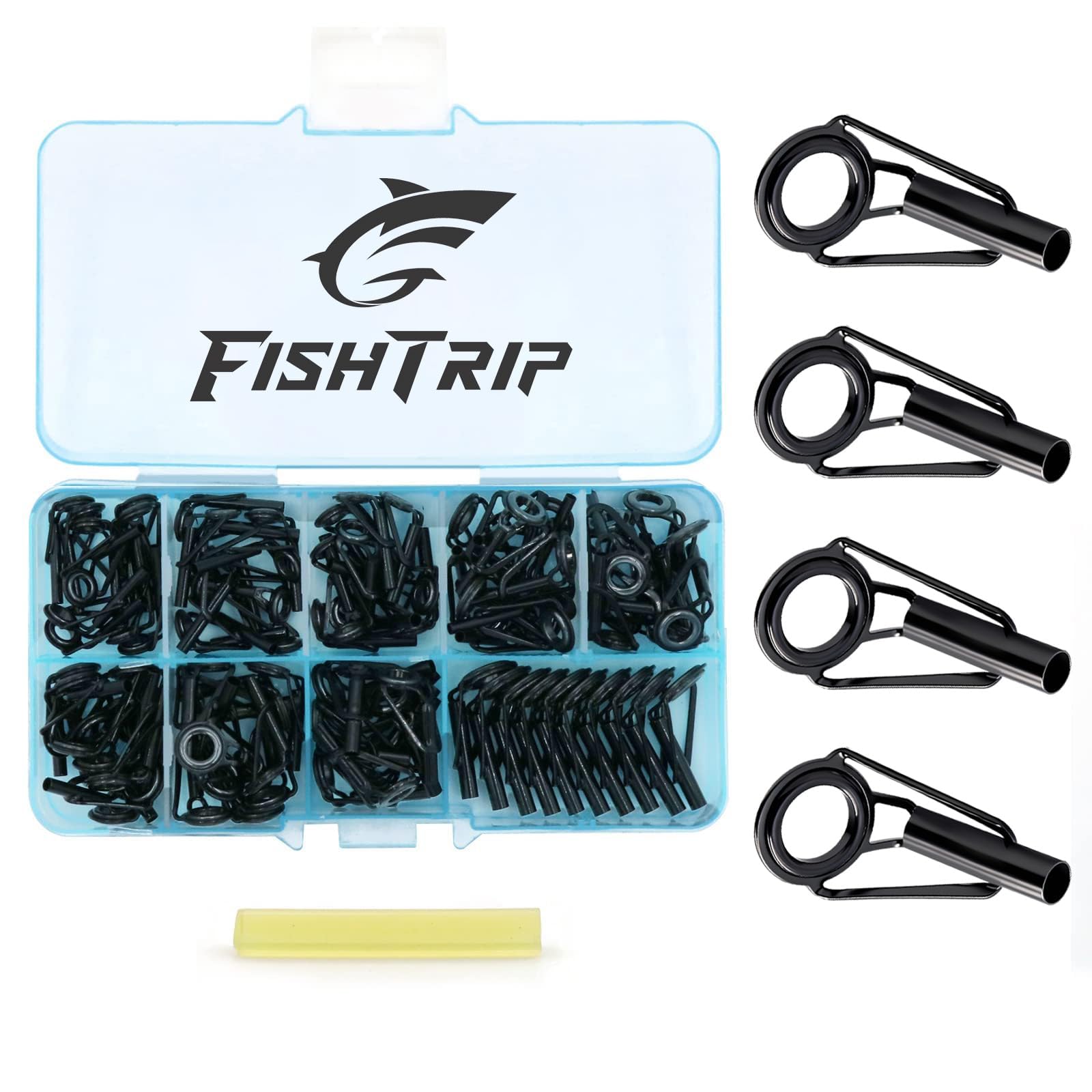 FishTrip Zestaw naprawczy do końcówek wędki 70 szt. końcówki do wędki zestaw zamienny ze stali nierdzewnej ceramiczne prowadnice pierścień wędka oczka zestaw naprawczy