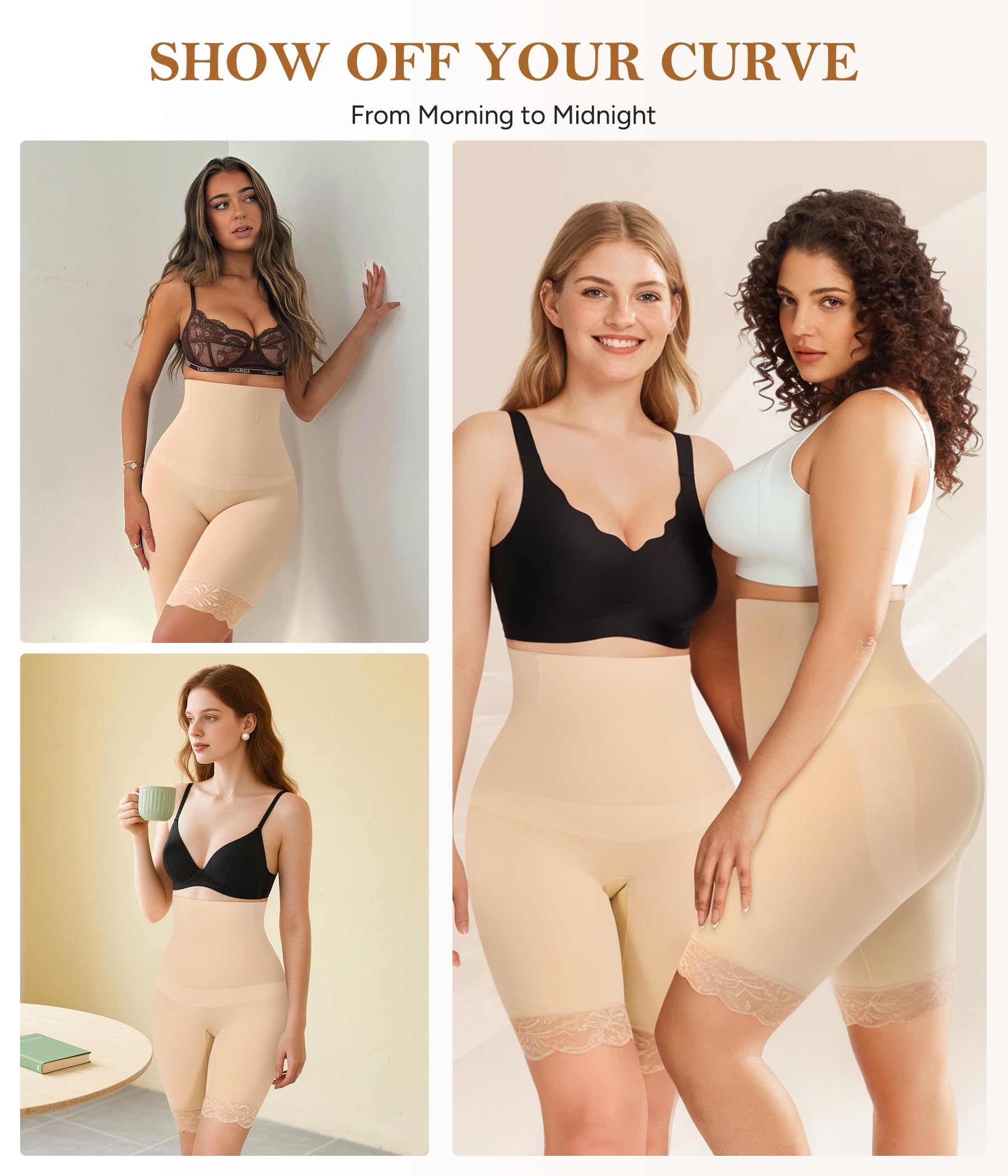 Junlan Damen Shapewear Bauchweg Unterhose Hohe Taille Figurformend Miederpants Bauchkontrolle Höschen Shaping Unterwäsche Miederhose mit Bein stark formend Body Shaper