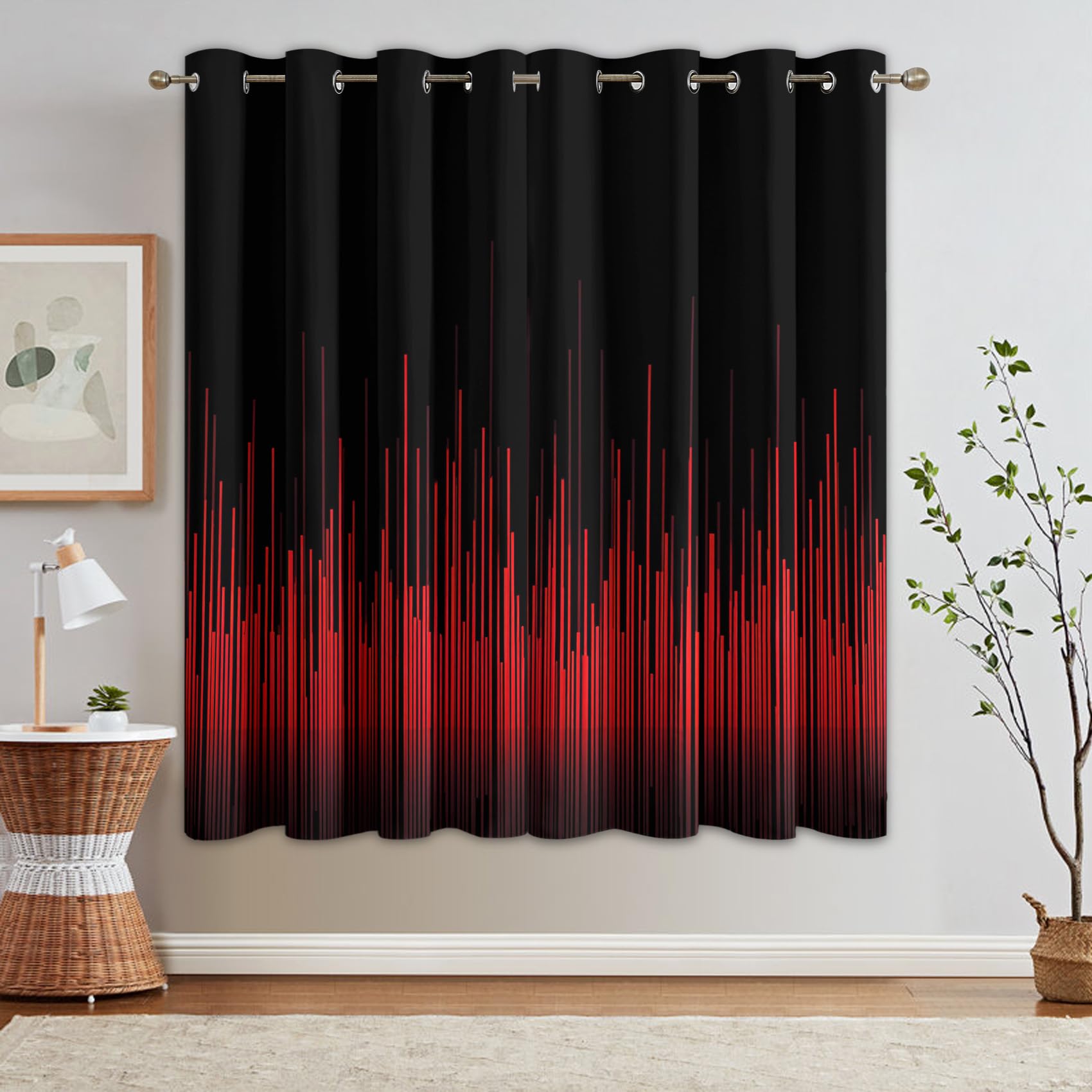 Générique Rideaux Occultant Rouge et Noir, 166 cm Hauteur