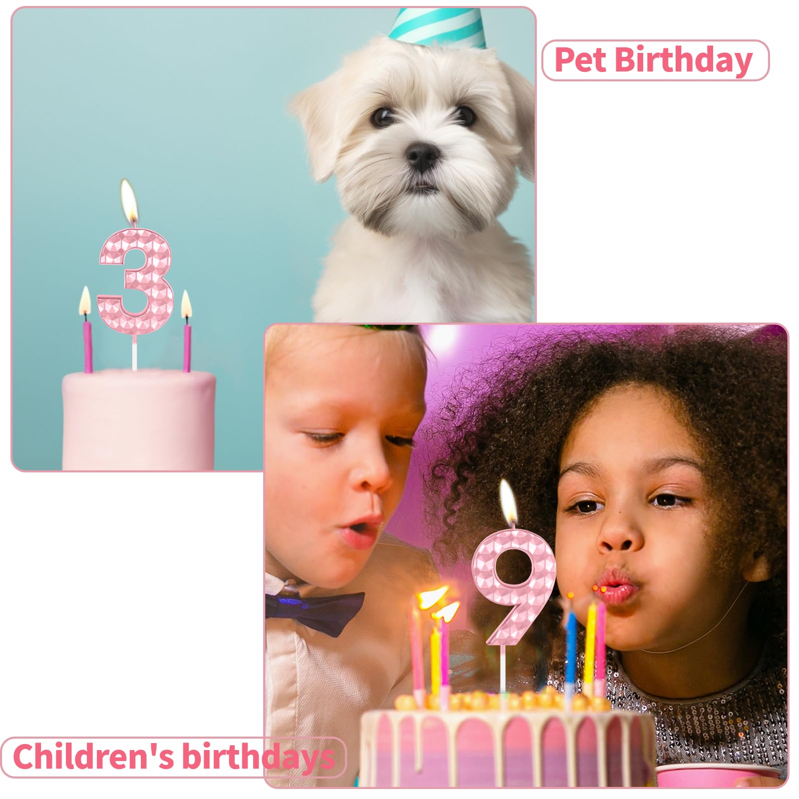 Velas rosas de cumpleaños número 17, diseño de diamante 3D número 17, decoración de pastel de feliz cumpleaños 17 para niñas y mujeres, cumpleaños, aniversario, boda, fiesta, suministros de