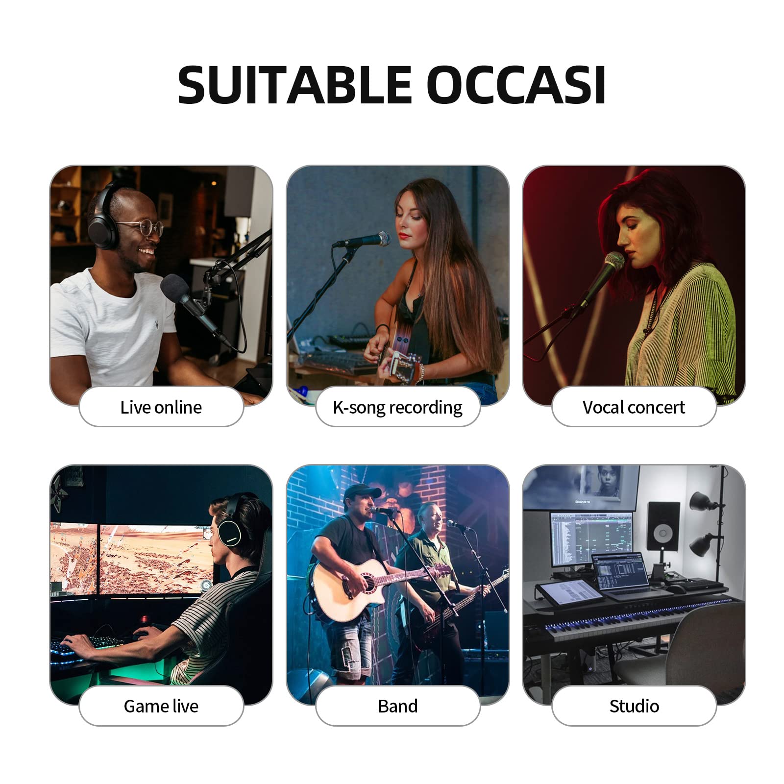 D Debra Microfono dinamico con cavo, microfono dinamico cardioide per voce con clip per microfono, adatto per altoparlanti, macchina per karaoke, amplificatore, mixer audio