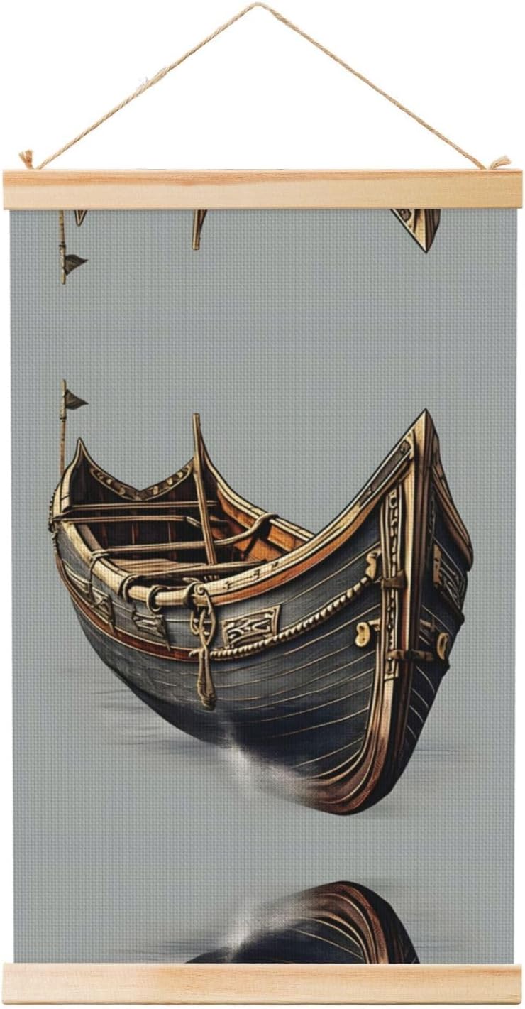 Old Viking Boats Print Poster Hanger,Hanging Poster, Poster Frame,Wood Poster Hanger, For Wall Hanging