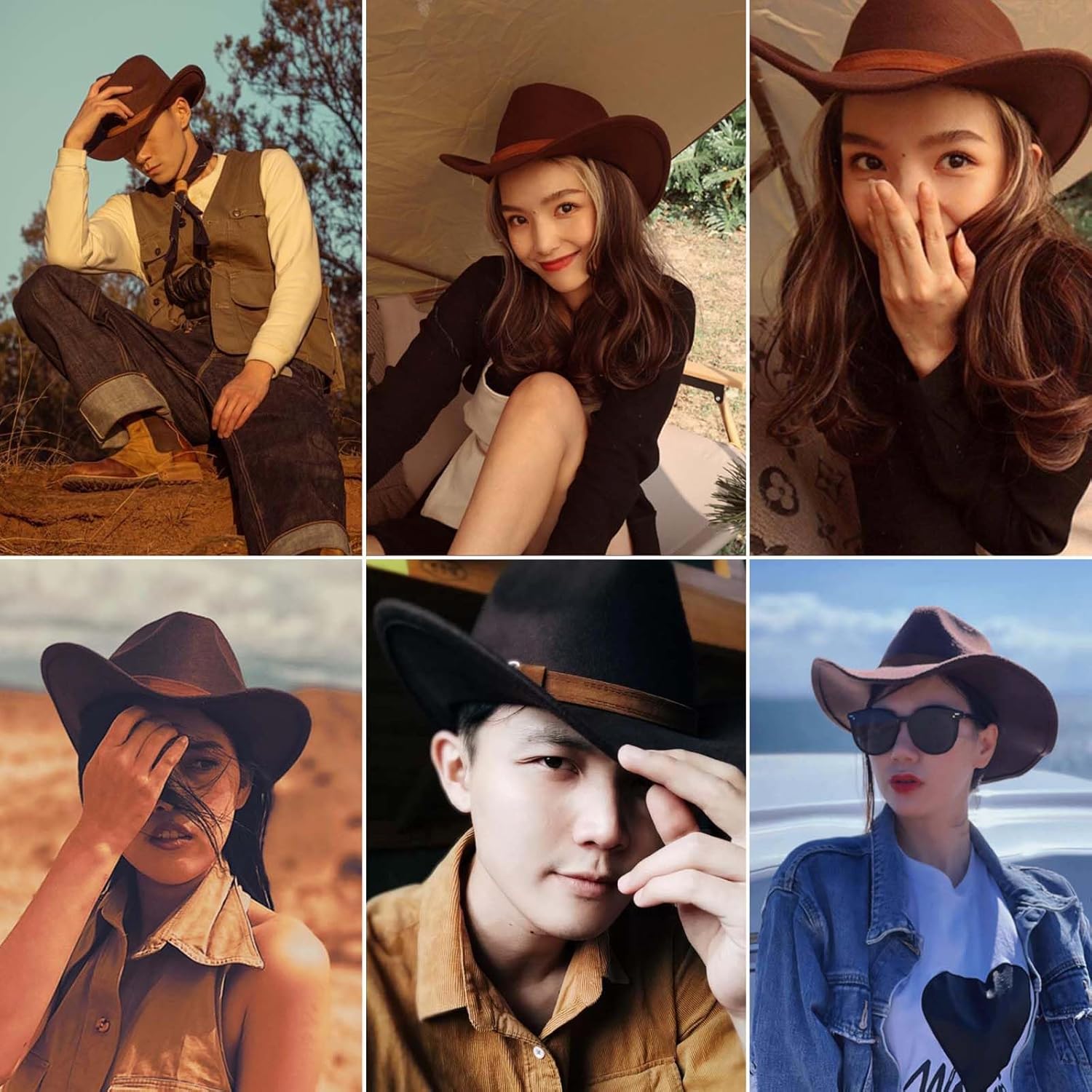 Toddler Baby Cowboy Hat, Boys Girls Cowgirl Hat with Leather Hatband, Wide Brim Infant Kids Western Cowboy Hat - Image 6