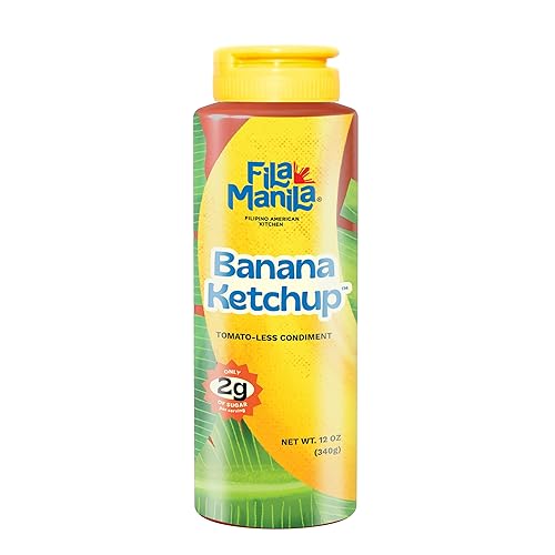 Fila Manila Ketchup de plátano Salsa y condimento filipino Tarro de 12 onzas suave vegano sin MSG sin azúcar añadido sin gluten sin lácteos