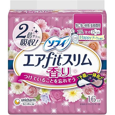 Amazon ソフィ エアフィットスリム ハッピーブーケの香り 250 特に多い昼用 羽つき 25cm 16コ入 Unicharm Sofy ソフィ 生理用紙ナプキン