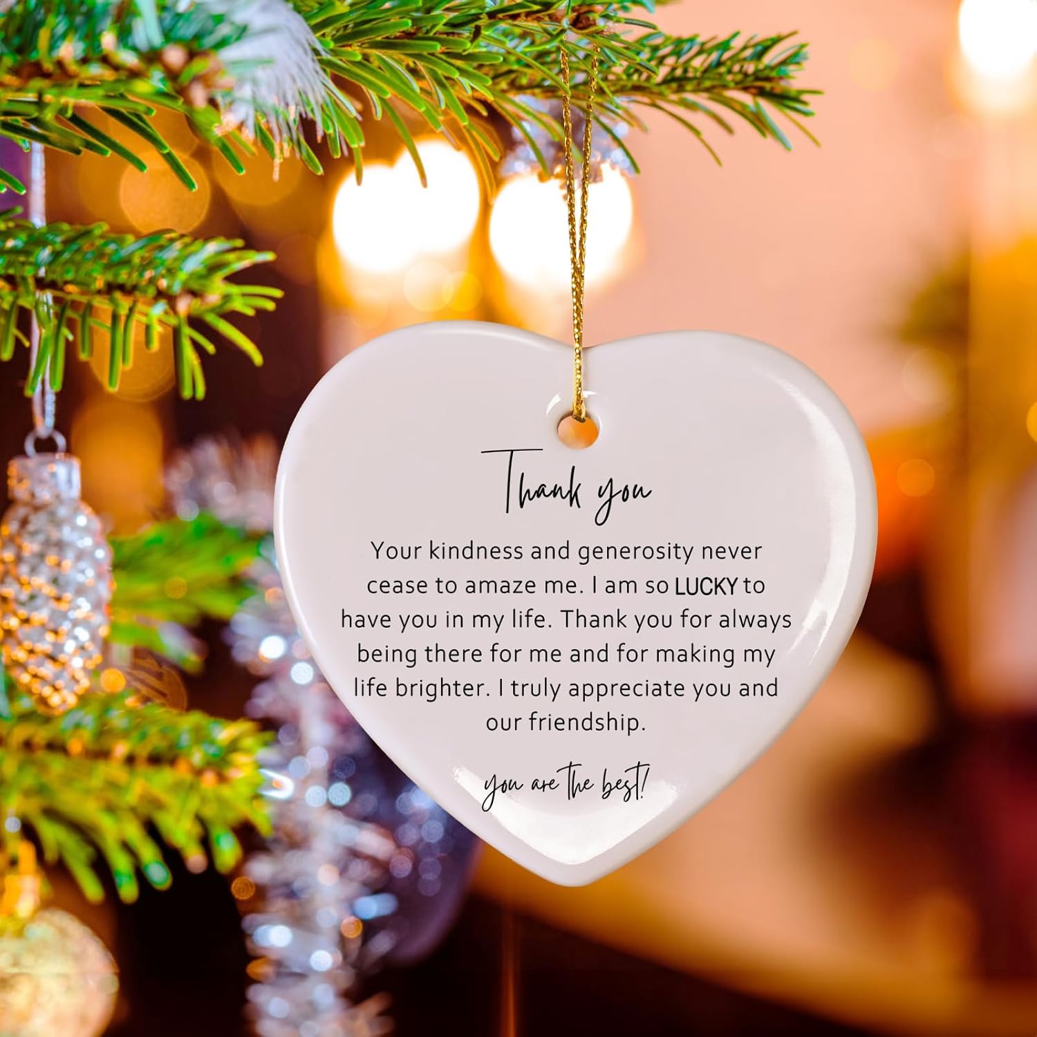 Thank You Keepsake for Friend - Heart Christmas Ornament - Say Thanks - Friend Appreciation Gift - Image 3