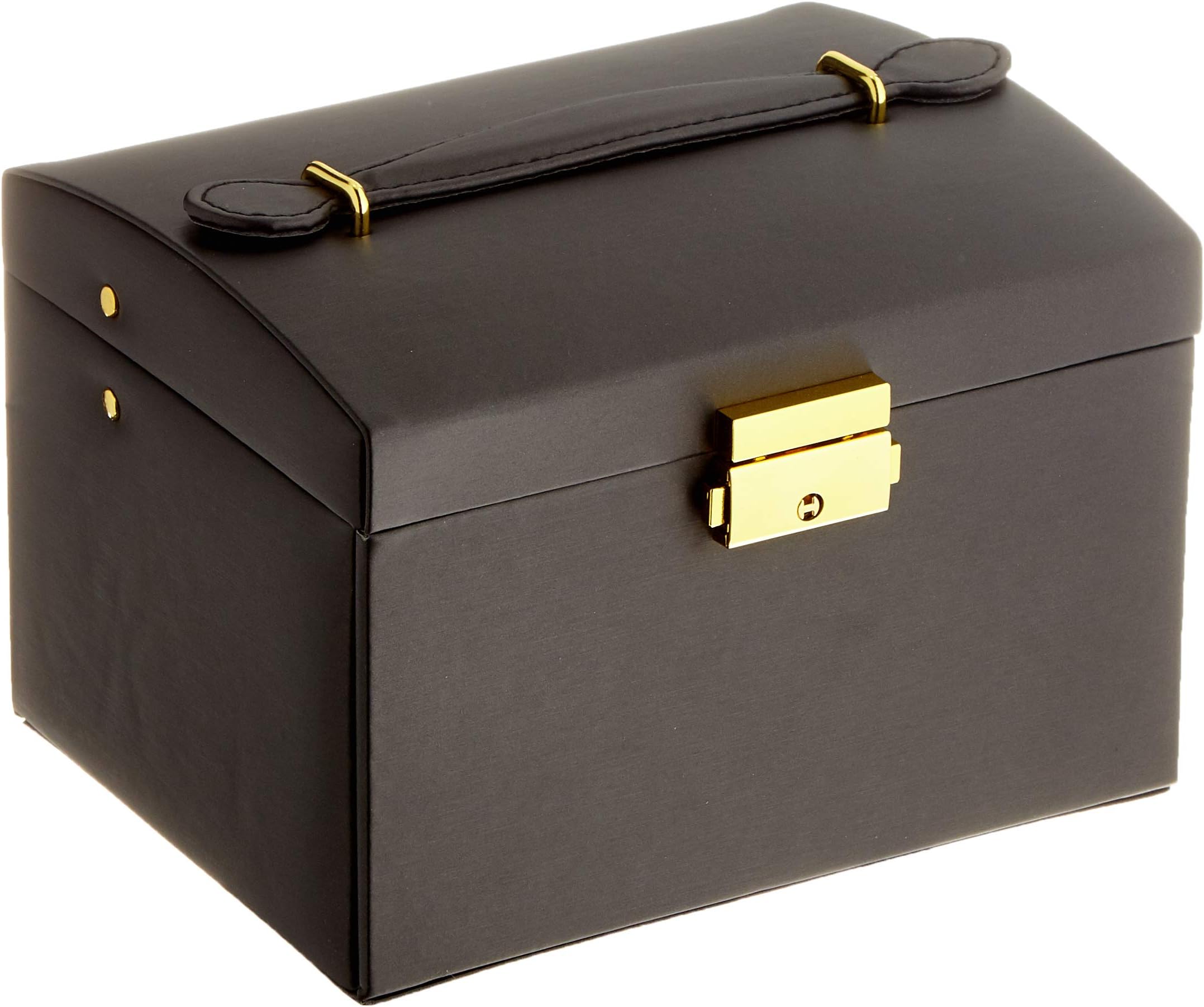JOJJJOJ Jewellery Box Jewellery Oganiser Three Layers PU Leather Jewelry Storage Box with Mirror and Lock for Girls and Women's Gift (Color : Black)