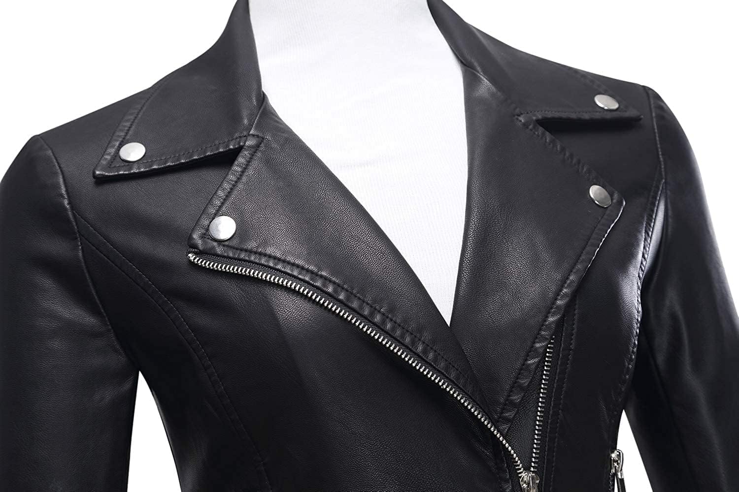 Women's Faux Leather Moto Biker Short Jacket