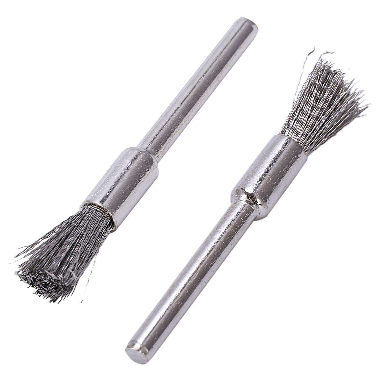 10 Stück Metallpinsel aus Edelstahl für 1/4 (6 mm) # 532 mit 1/8 (3 mm) Schaft für und kompatibles Drehwerkzeug