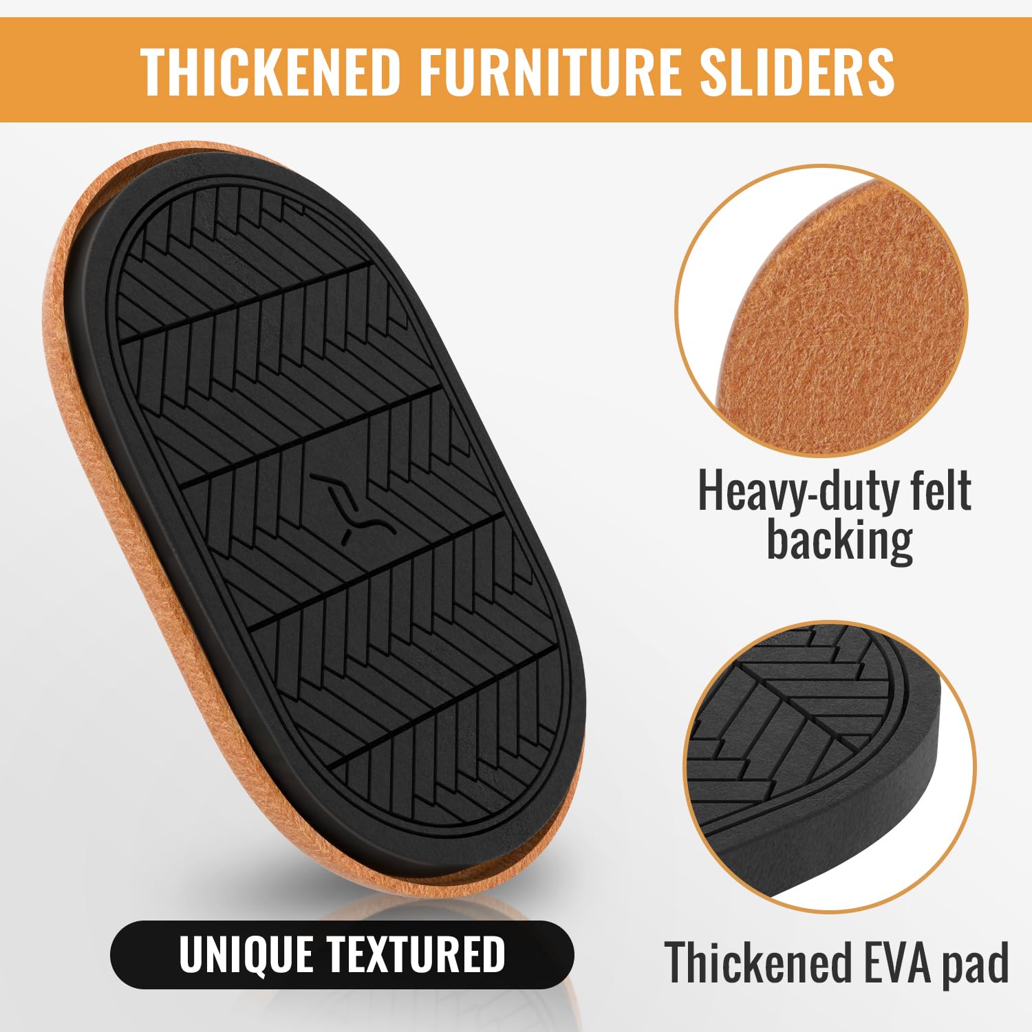 Furniture Sliders for Hardwood Floors Felt Large 4 PCS 24cm x 14.5cm Oval Reusable Furniture Slider with Extra Thick Design - Image 3
