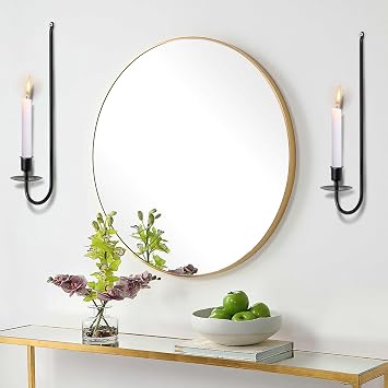 2 Pcs Candle Sconce Holder Mental Iron Wall Candle Sconce Hanging Wall Candle Holder L Shape Wall Pillar Candle Holder Black Wall Art Candle Holder for Bedroom Dining Room Living Room