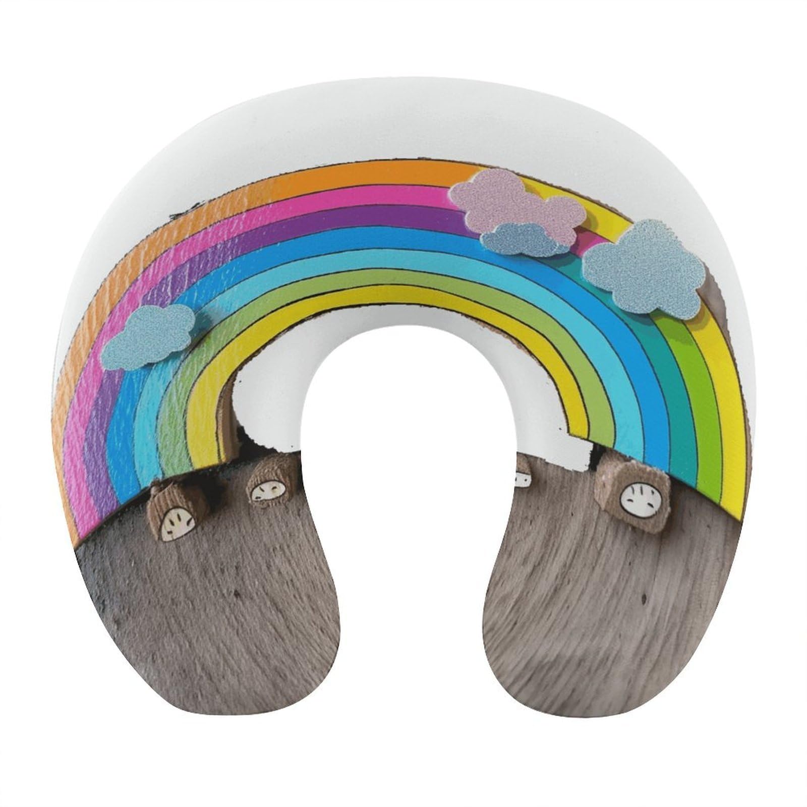 Adfgyerh Style Small Rainbow U-Shaped Pillow，Memory Foam Pillow Core，Cushion ，Provide Neck Support ，Travel Pillow，Suitable For Airplanes, Cars, Homes, And Offices.