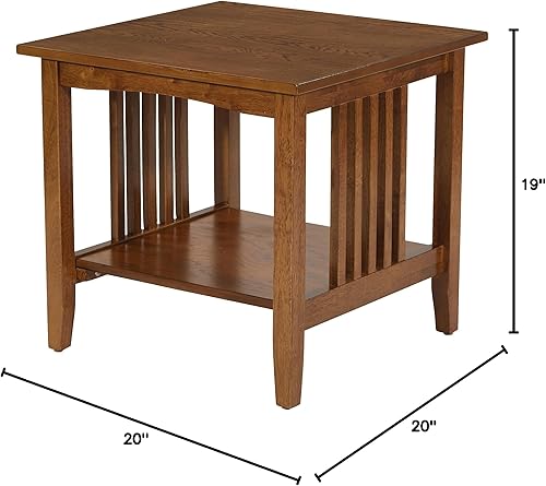 Miniatura 8 de OSP Home Furnishings Sierra - Mesa auxiliar con estante inferior de almacenamiento y paneles laterales estilo misión, color marrón ceniza