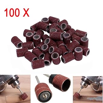 100PCS 1/4 Sanding Bands Sleeves with 2 Drum Mandrel Rotary Tool for Electric Power Tool DIY 240#