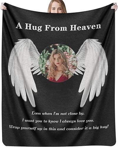 Miniatura 1 de Purefly Manta conmemorativa personalizada con imágenes en memoria amorosa, manta de fotos personalizada para la pérdida de papá, mamá, abuela,