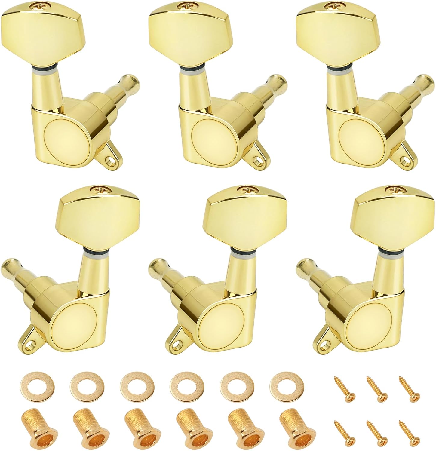 Banworks 3L3R Guitar Tuning Pegs Keys 15:1 Ratio Guitar String Tuning Keys Machines with 45 Degree Fixing Tag for Gibson/Epiphone Les Paul LP SG Electric or Acoustic Guitar Pack of 6 JT/JXQ-04 Golden