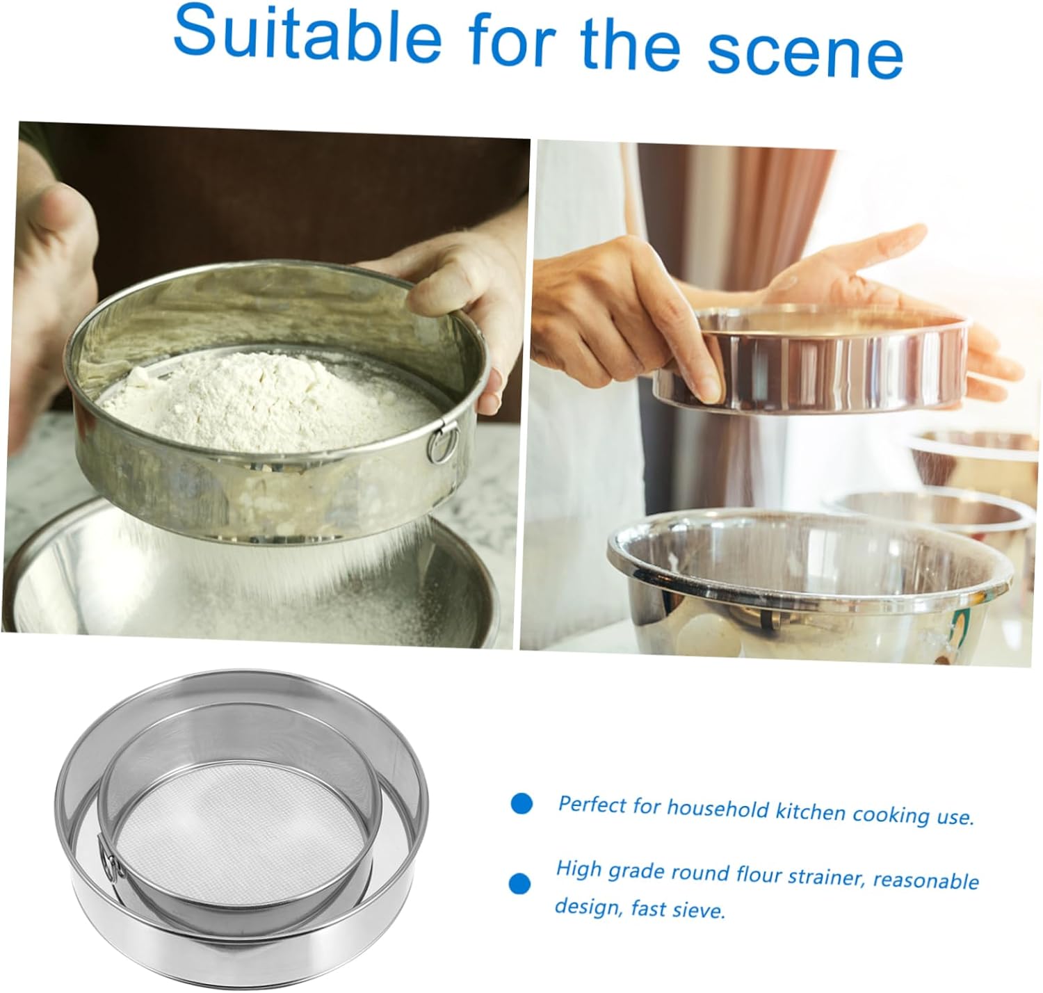 6 Pcs Flour Sieve Coffee Filter Mesh Colander Ultra Fine Mesh Strainer Round Mesh Sieve Flour Strainer Stainless Steel Flour Sifter Round Flour Strainer Baking Strainer Round Sieve Baskets (