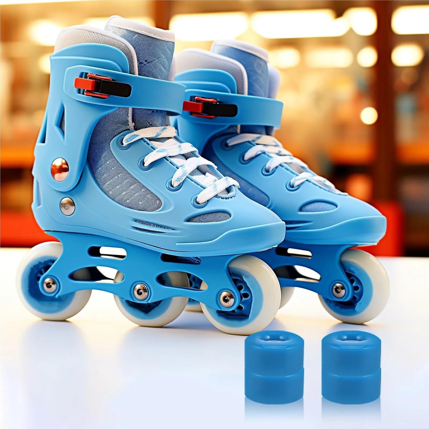 Roller Skate Wheels 8pcs PU Wheels for Outdoor Quad Skates Roller Skate Replacement Easy Install Bearings Luggage Repair Accessories