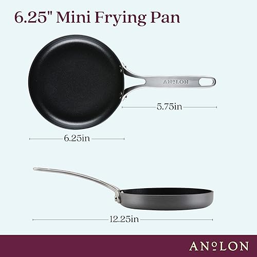 Miniatura 2 de Anolon Mini sartén antiadherente anodizado duro/sartén para huevos, mango de acero inoxidable, (6.5 pulgadas), gris