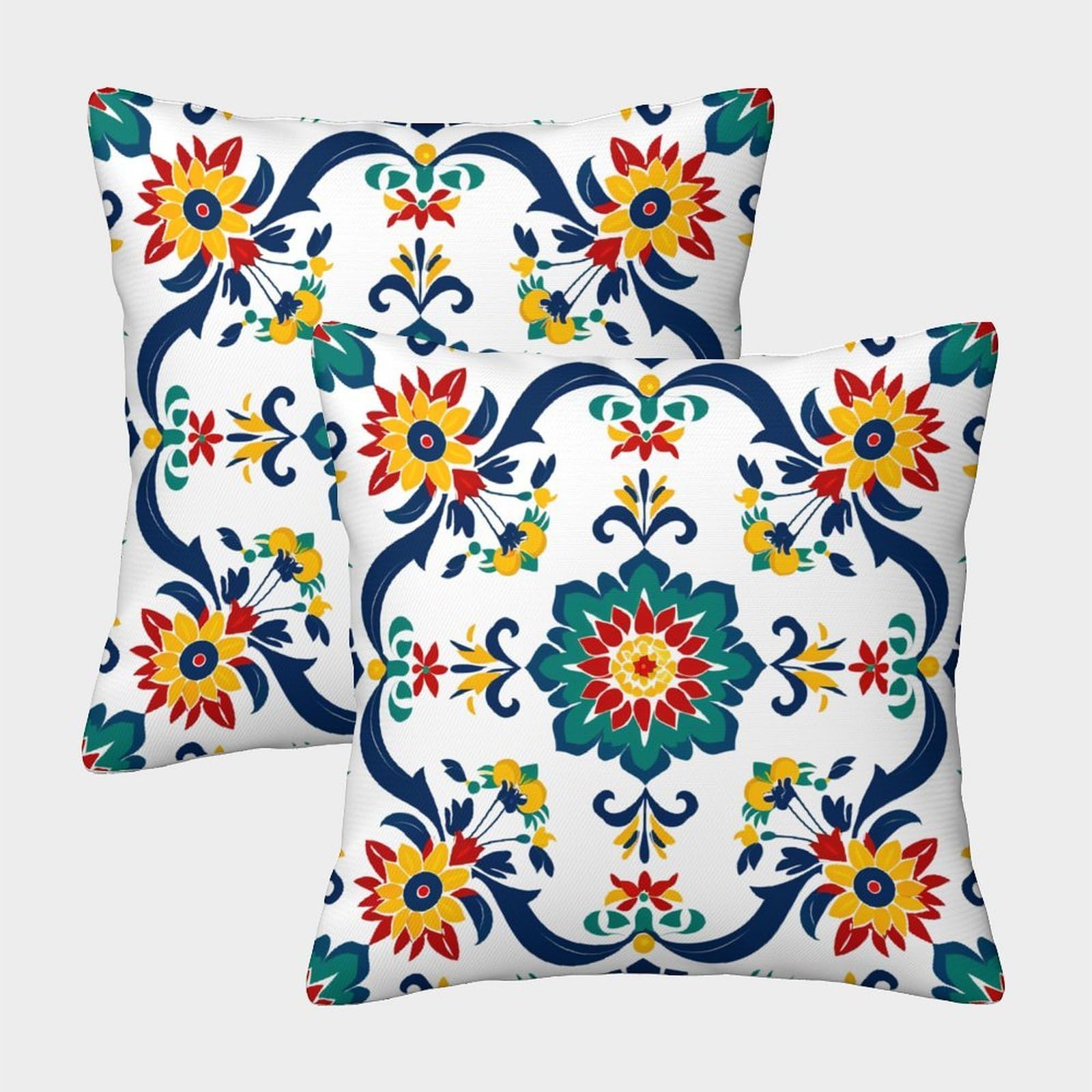 kaiyun 2 Pack Abstract Flowers, Bright Colors Personalised Cushion Cover Home Sofa Decoration 45x45cm Pillow Covers