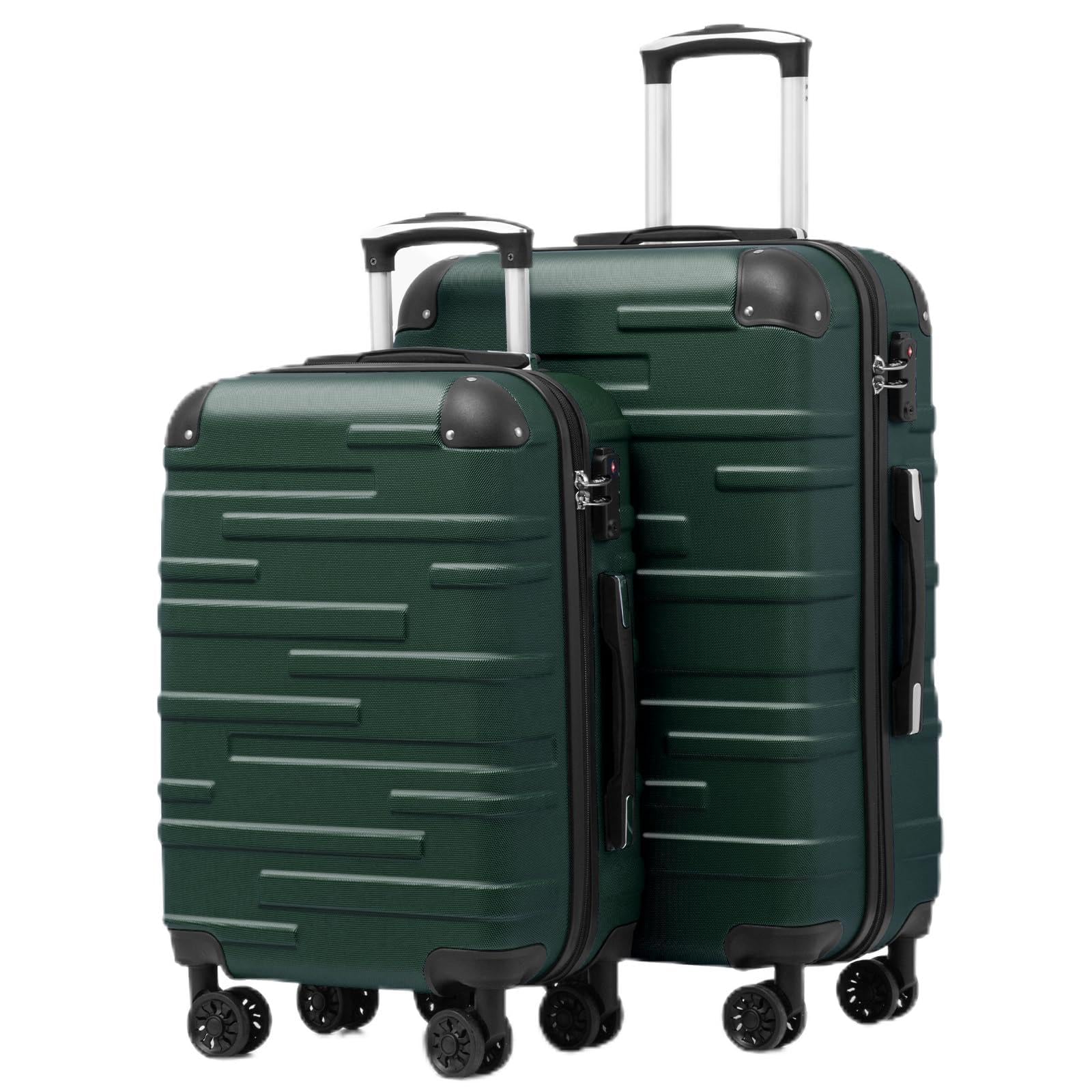 COOLIFE Hartschalen-Koffer Rollkoffer Reisekoffer Vergrößerbares Gepäck (Nur Großer Koffer Erweiterbar) ABS Material mit TSA-Schloss und 4 Rollen