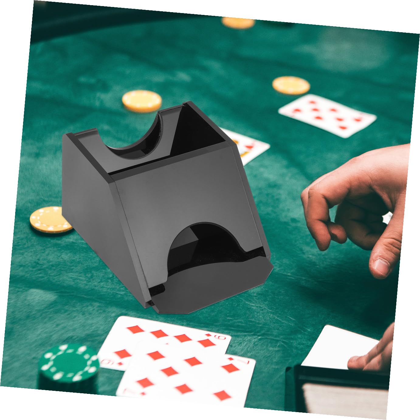 Distributore Carte Portatile Nero in Acrilico per Gioco | Acrilico, Bordo Arrotondato Liscio, Uso in Famiglia e Partite di Scacchi