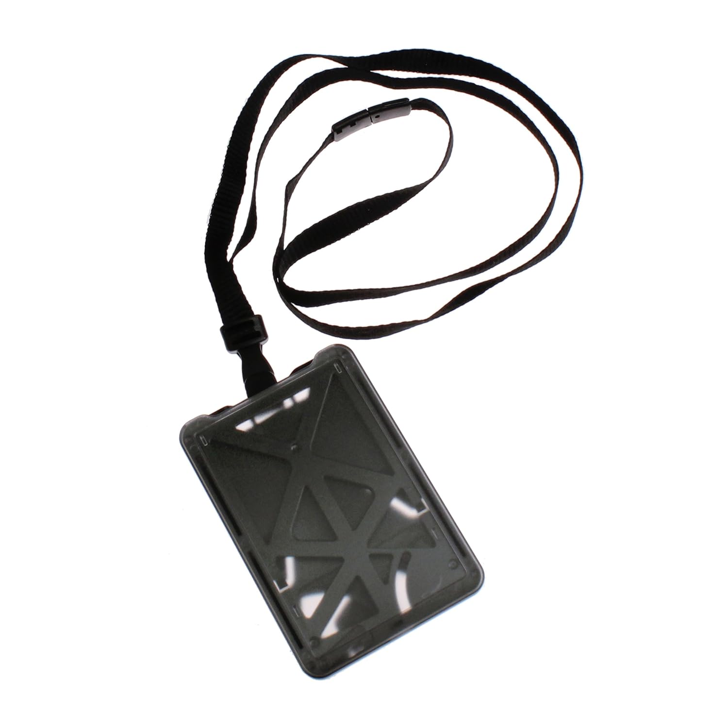 ID Holder Lanyard with Rigid Vertical Badge Holder for 3 Standard ID