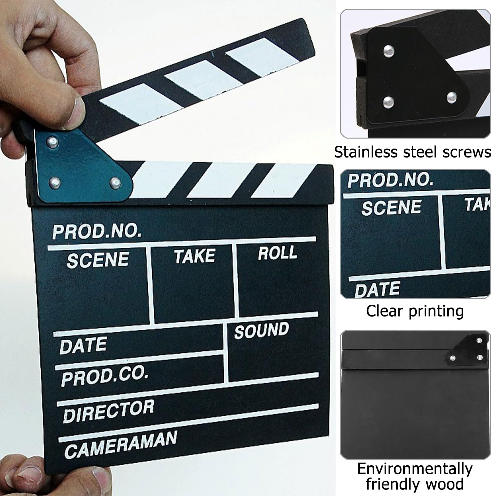 clap De Cinéma Générique Noir et Blanc 18 x 20 cm Clapper Board Réalisateur Marqueur Cinéma Décoration Film Coupe Prop pour Production Vidéo TV Action Cut Clapper 2pcs
