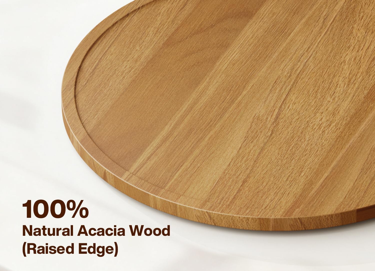 14" Acacia Wood Lazy Susan Turntable Organizer for Table Top, Round Wooden Lazy Susan Storage for Cabinet Countertop Pantry, Decorative Tray for Kitchen Bathroom Decor Coffee Bar Accessories