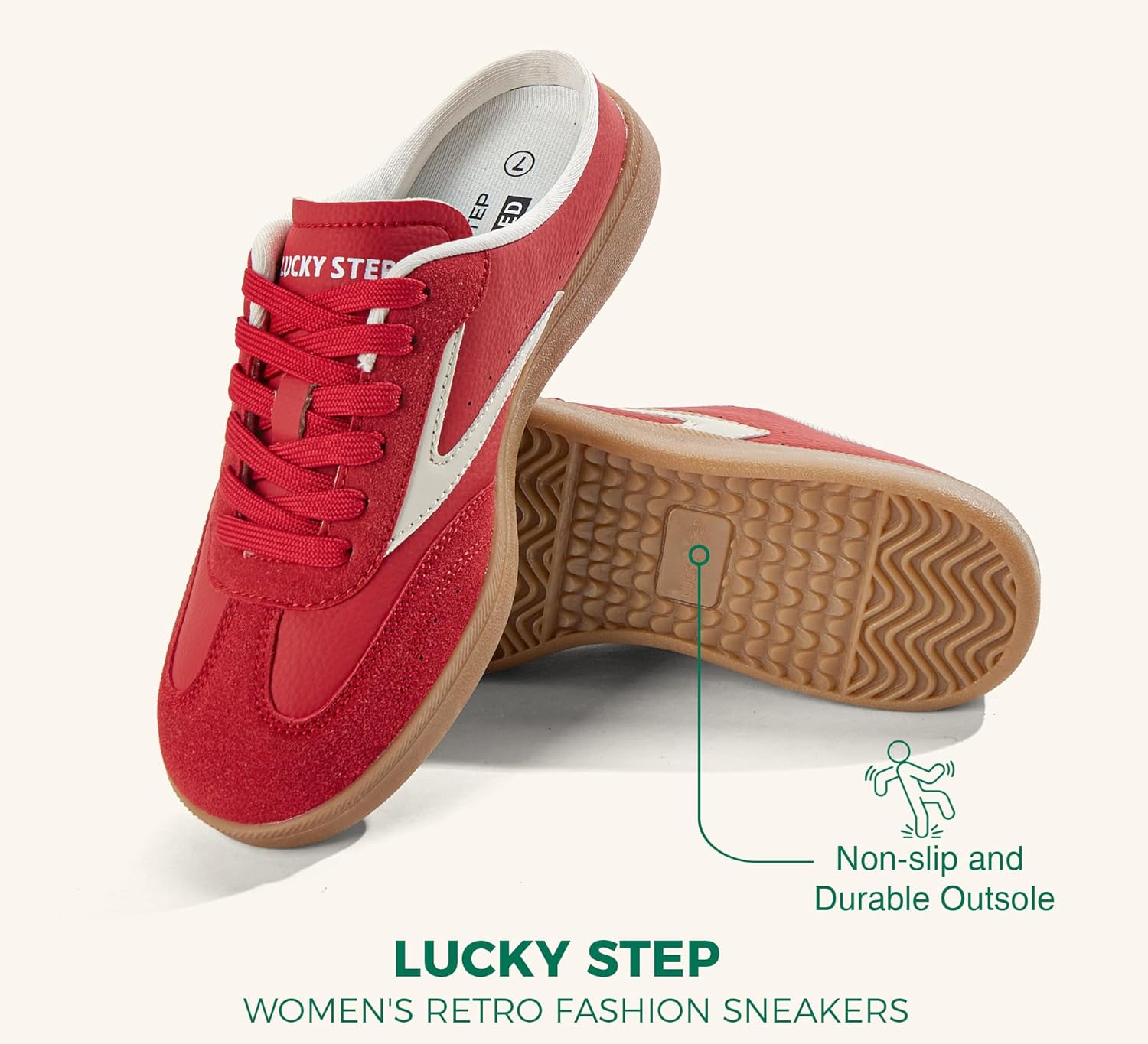 LUCKY STEP Women’s Mule Fashion Sneakers Slip On Backless Walking Shoes Winter Retro Comfy Casual Sneaker - Image 4